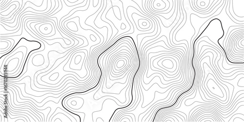 The stylized height of the topographic map contour in lines and contours isolated on transparent. Black and white lines seamless Topographic map patterns, topography line map. Vintage outdoors style. 