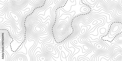 The stylized height of the topographic map contour in lines and contours isolated on transparent. Black and white lines seamless Topographic map patterns, topography line map. Vintage outdoors style. 