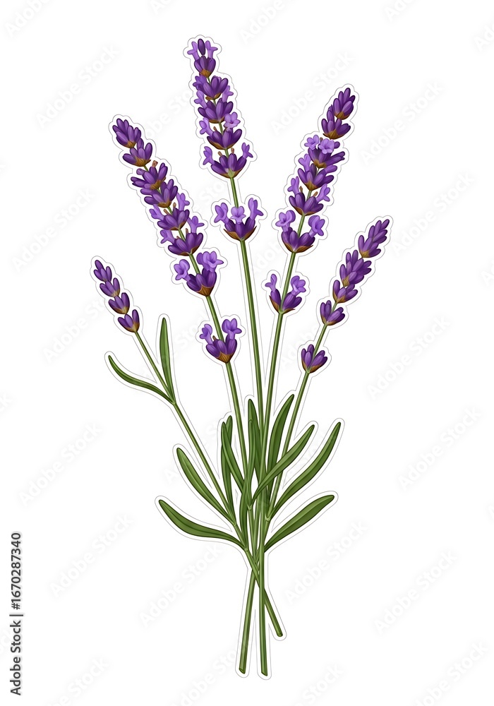Obraz premium Lavender flowers bunch illustration