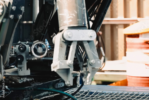 Deep-sea robotic manipulator for technical work on wellhead underwater on an oil drilling offshore platform.