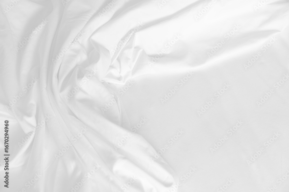 Fototapeta premium Soft white bedsheets, soft focus in hotel bedroom, home, accommodation.