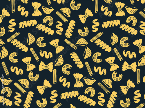 Vector seamless pattern with pasta. For branding, design, textile, decoration. 