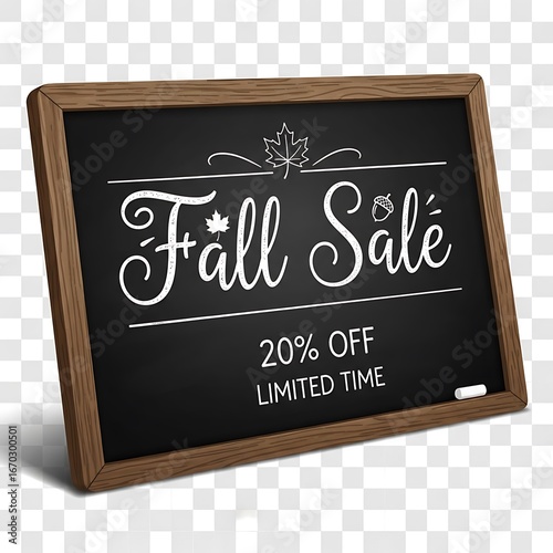 Fall sale sign on chalkboard