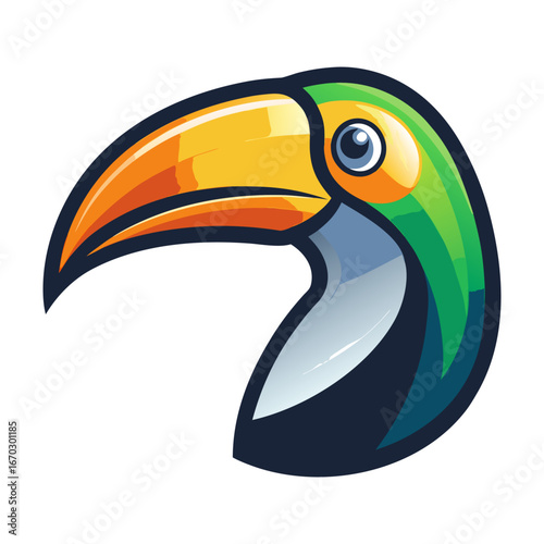 Flat a toucan head logo icon vector illustration design
