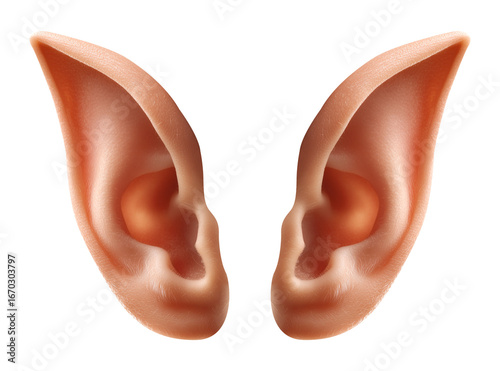 Pointy Elven Elf Ears Isolated on Transparent Background PNG
