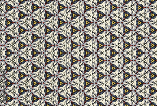 Seamless Cloth Design Digital Texture Decoration Luxury Symmetric Endless Template Graphic Visual Perspective Background Fashion Shape Wallpaper Interior Geometric Art Textile Fabric Tile Pattern.