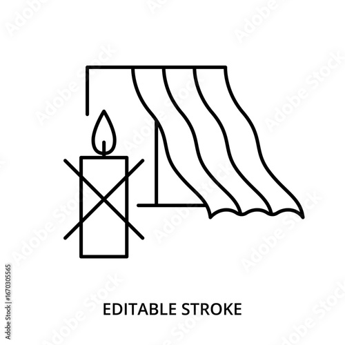 Do not burn candles in a draughts icon, editable stroke