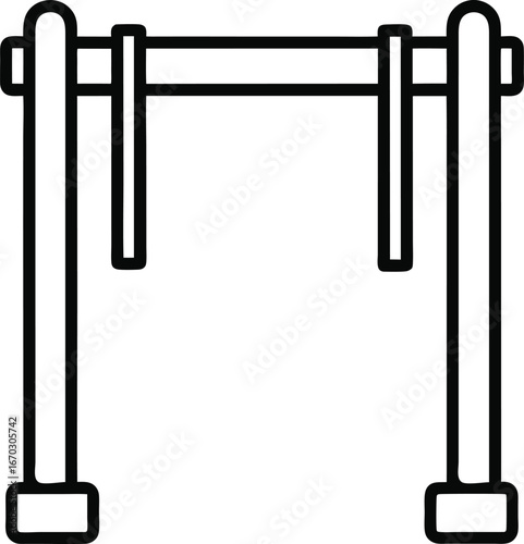 Pull-Up Bar Outline Icon - Fitness Horizontal Bar Outline Graphic