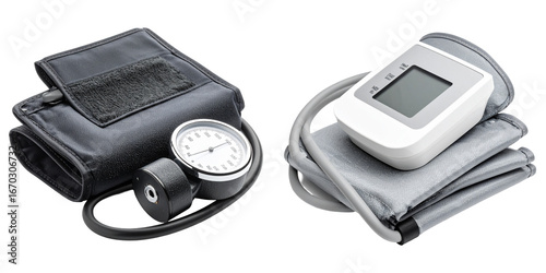 Two Blood Pressure Measuring Devices Detailed View with Transparent Background