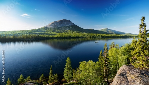 zyuratkul ridge and forest along the lake chelyabinsk region south urals