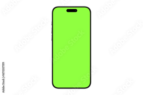 Foto Smartphone iphone mockup template with a blank green screen a white background