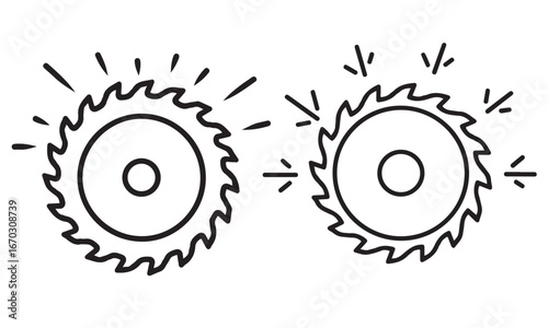 Saw blade tool black and white vector illustration.