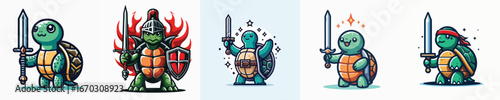 vector of a turtle with a sword