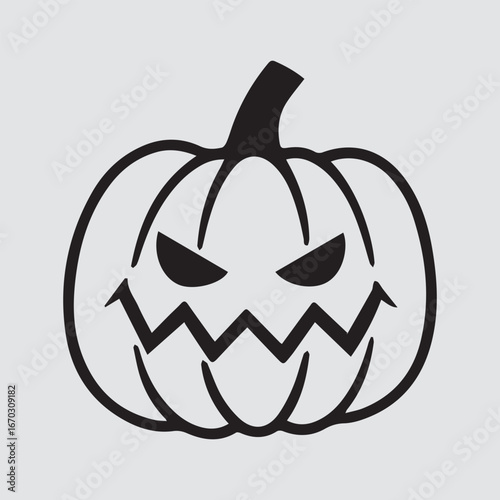 Spooky carved pumpkin with jagged mouth and evil eyes Halloween jack o lantern
