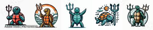 vector of a turtle with a trident