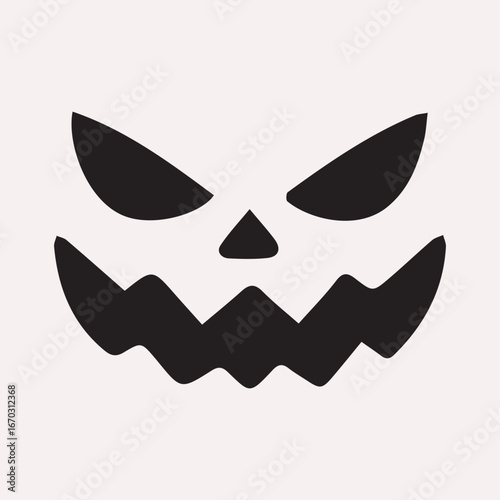 Spooky black jack o lantern face on pale background halloween scary