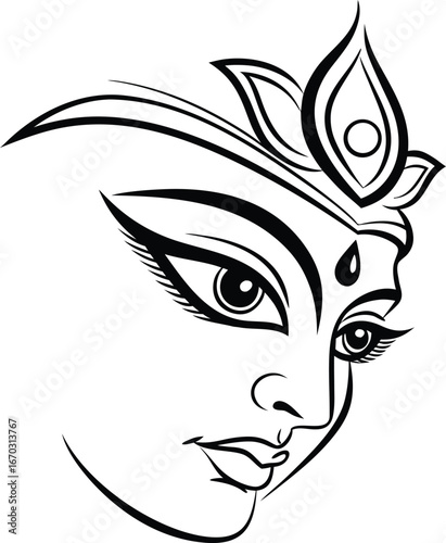 Maa Durga vector illustration, durga vector design, Maa Durga Face vector