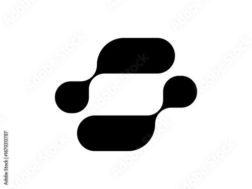 abstract S letter logo with link shape for tech industry