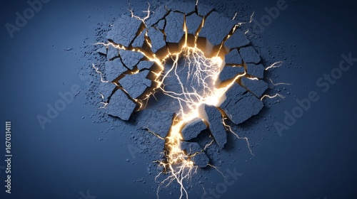 close-up 3D illustration of a dark question mark that is cracked and broken. Inside the cracks, a glowing light is visible, as if a brilliant idea is about to break free. The image is on a rich 