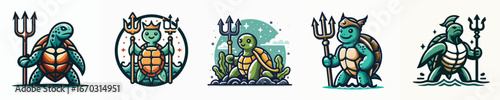 vector of a turtle with a trident