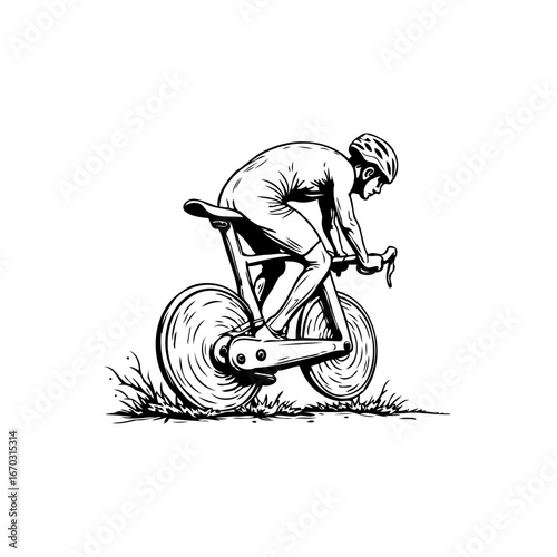Cyclist athlete illustration captures the speed and dedication of a determined individual pedaling