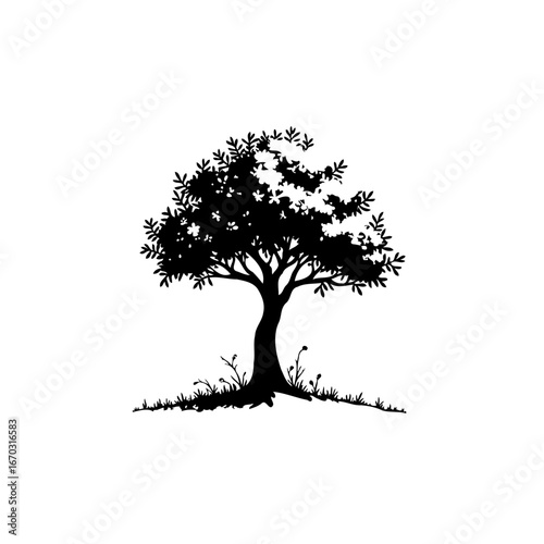 Elegant silhouette of a flourishing tree symbolizing growth resilience and the enduring beauty