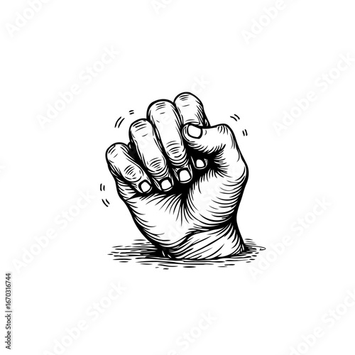 Engraved fist depicting resilience strength power engraved representation symbolic declaration a