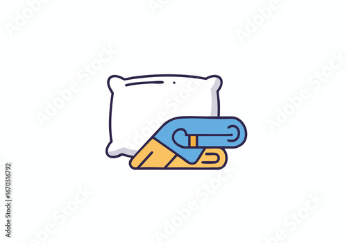 Pillow and folded blanket, representing comfort, sleep, and relaxation.