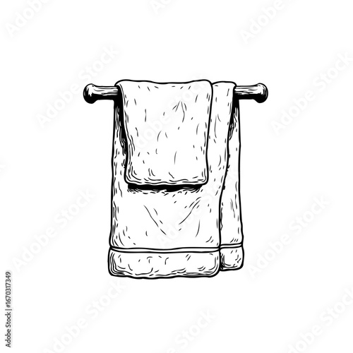 Hanging bathroom towels illustration capturing domestic cleanliness representing hygiene and home