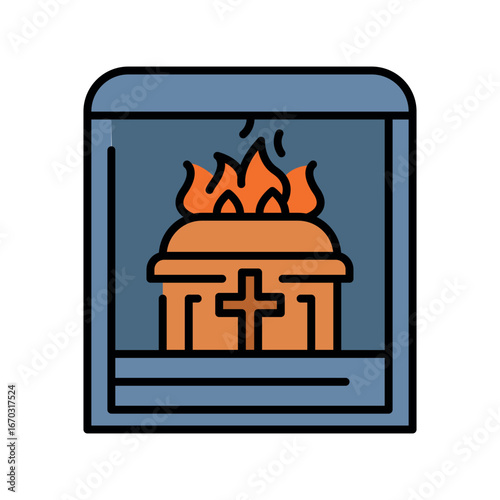 cremation black line icon.