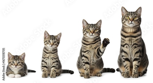 Kittens and Cats Growing Up in a Row
