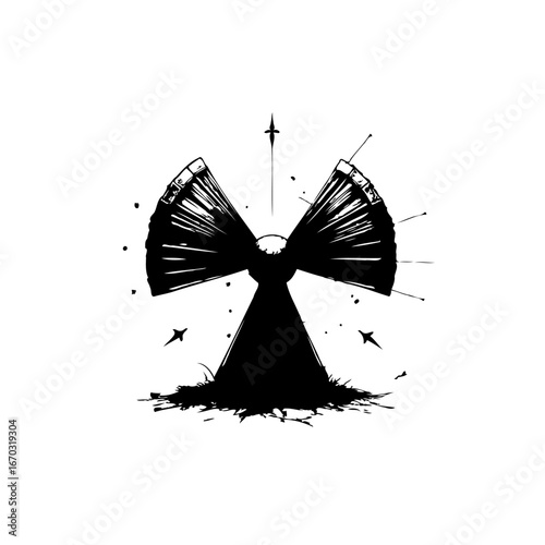 Striking radioactive symbol design with dramatic flair evoking danger awareness and scientific