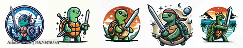 vector of a turtle with a sword