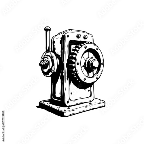Vintage industrial mechanism illustration showcasing engineering marvels of a bygone era with