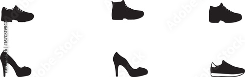 set of black and white icons for web,Shoes icons - illustration