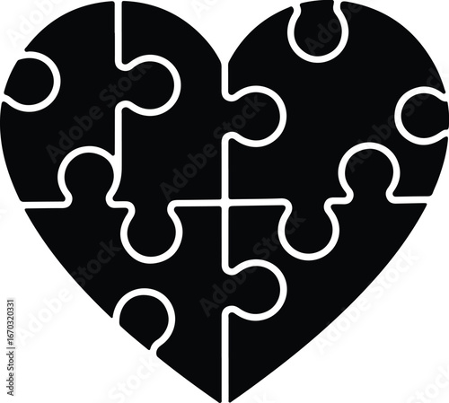 Love solving puzzles? Heart made of jigsaw pieces