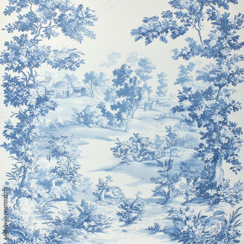 A classic toile de Jouy pattern