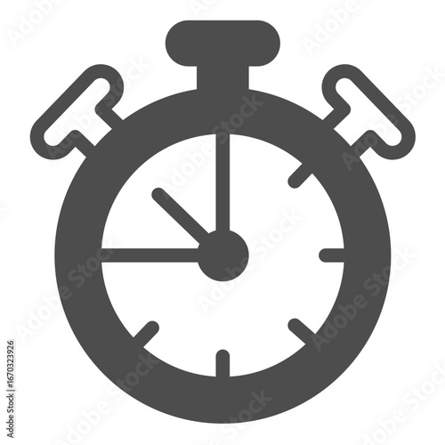 Stopwatch timer with buttons solid icon, time measurement concept. Vector graphics. Alarm clock with arrows sign on white background, glyph style icon for mobile or web design.