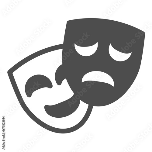 Wallpaper Mural Theatrical masks of comedy and tragedy solid icon, theatre concept. Vector graphics. Sad and positive emotion, psychology sign on white background, glyph style icon of mobile or web design. Torontodigital.ca