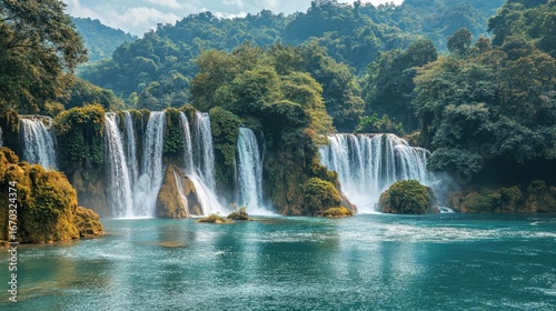 Long exposure image of a wonderful waterfall. Tortum Waterfall morning view. Uzundere, Erzurum, Turkey
