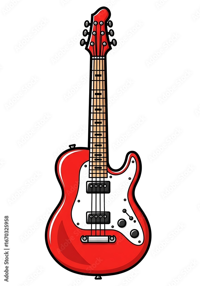 Naklejka premium Cartoon red electric guitar