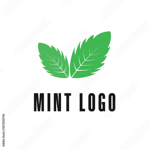 mint leaf logo design concept flat style