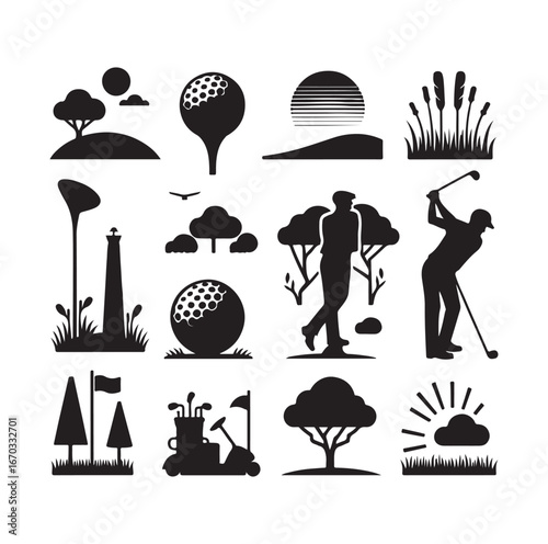 Golf elements silhouette and vector G25
