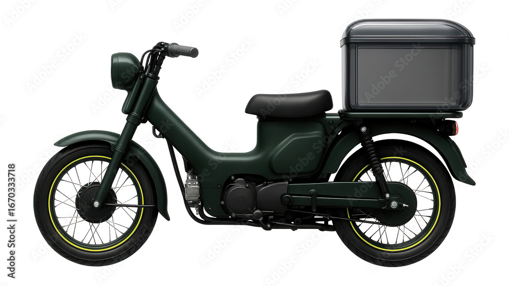 Obraz premium Postal motorcycle with enclosed cargo compartment and ergonomic handlebars