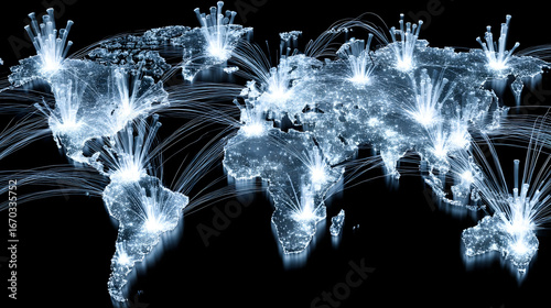 spreading across a digital map indicating global cyber warfare activity