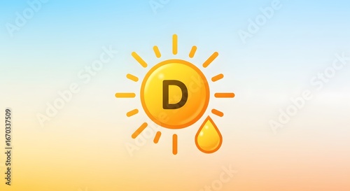 Vitamin D Sunny Icon on Warm Gradient Background
