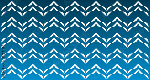 A modern Indonesian batik vector background pattern featuring a repeating zigzag wave motif. set against a gradient blue background, creating a clean, symmetrical, and visually striking pattern.