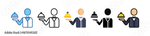 Waiter Service Icon Multi Style Illustration