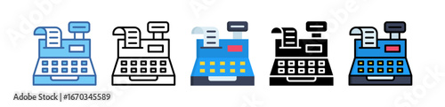 Cash Register Icon Multi Style Illustration