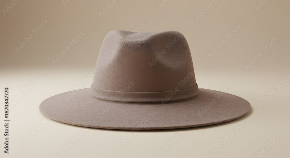 Fototapeta premium Classic Wide Brim Hat Fashion Accessory on Neutral Backdrop